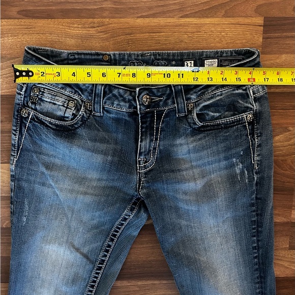 Embellished blue Y2K bootcut Miss Me jeans with embroidery and gems - Picture 7 of 7